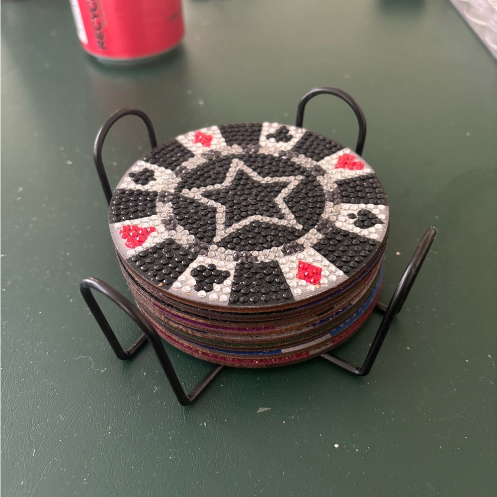 Poker Chip Coasters with Holder